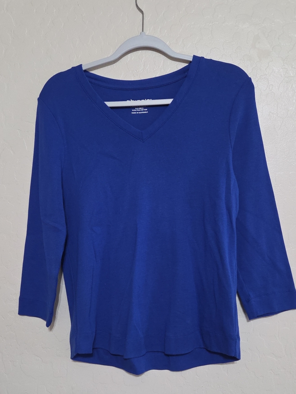 Chico's Royal Blue V-Neck Long Sleeve Tee